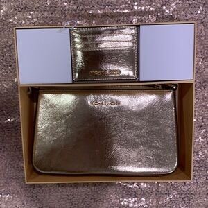 Michael Kors Pale Gold crossbody with card case NEW in box!